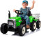 FINOOS Tractor eléctrico de 12 V, con pala y remolque desmontable, vehículo eléctrico para niños, tractor con luz LED, música y claxon, mando a distancia de 2,4 G, 2-5 km/h (verde)