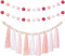 3 Stück Boho Quaste Girlande, Basicon Boho Quaste Garland Quaste Wandbehang Dekor Pastell Quaste Banner mit Holzperlen und 2 Stück Pom Pom Girlande Filzkugel Girlande für Haus und Außendekoration
