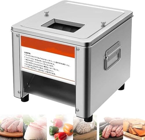 Electric Meat Cutter Cutting Machine Slicer Cube Shredded Meat 850W Stainless Steel Chicken Fish Beef Chicken Commercial Meat Vegetable Slicer,3.5mm