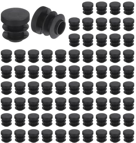 QUARKZMAN 76 Pcs Bouchon en Plastique Rond, Bouchons d'Extrémité de Tube Noirs, 16mm(0.63 Pouce) pour Pieds de Meubles, Protection de Glissement pour Chaise, Canapé, Table, Étagère