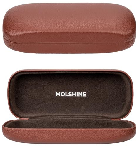 molshine Hartschalen-Sonnenbrillenetui, tragbares großes Brillenetui mit Tuch für Damen und Herren, auf Reisen und zur Arbeit (braun)