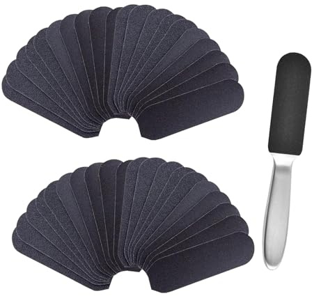Wilsonzin 40 Ersatz-Schleifpapier Fußfeile für Verhärtete Oder Trockene Haut-Edelstahl Hornhautentferner Doppelseitig, Fußpflege Set,Hornhauthobel für für Pediküre, Fußpflege