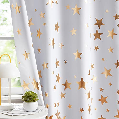 Treatmentex Verdunklungsvorhänge für Schlafzimmer, 137,2 cm lang, Ösenvorhänge für Wohnzimmer, Sternfolie, wärmeisoliert, Fenstervorhang, Paneele, 2 Paneele