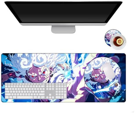 One Piece Luffy Anime Tapis de Souris et Repose-Poignet en Silicone Doux, Tapis de Souris Clavier Gaming Imperméable et Amusant Support Poignet Anime pour Bureau, Ordinateur