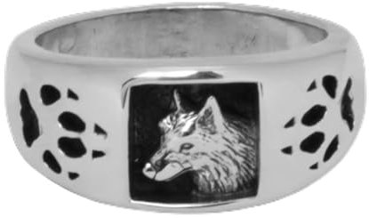 Silver Fox Indianerschmuck Wolfsring Navajo Style Westernschmuck Wolf Indianerring Ring (22mm)