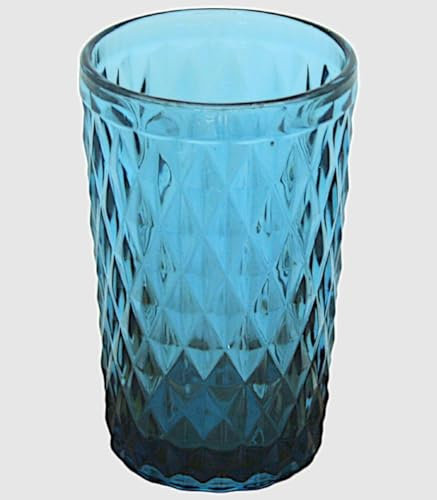 Vasos de agua, bebidas y zumos | Diseño elegante | Vidrio sin plomo | Set de 6 unidades | Capacidad 330ml | Perfectos para el Hogar, Restaurante y Fiestas | Aptos para el lavavajillas(Azul)