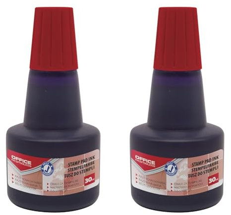 OFFICE PRODUCTS Stempelfarbe zum Nachfüllen für Stempelkissen/ 30 ml/Farbe: Rot/Universale Stempeltinte/ 1 Stück (Packung mit 2)