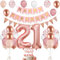 21. Geburtstag Deko Roségold - Luftballons, Tortendeko, Party Dekoration für Mädchen - Zahl 21 in Roségold, Weiß, Rosa
