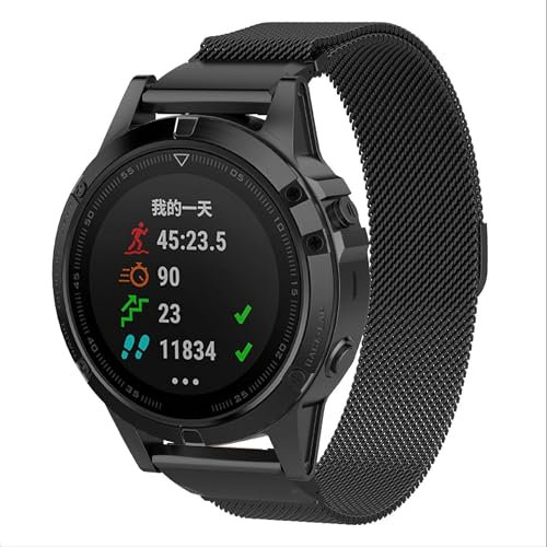 GIOPUEY Armband Kompatibel mit COROS VERTIX 2/2S, Geflochtenes Edelstahlarmband [Verschleißfest] [magnetisch] Ersatzarmband - Black