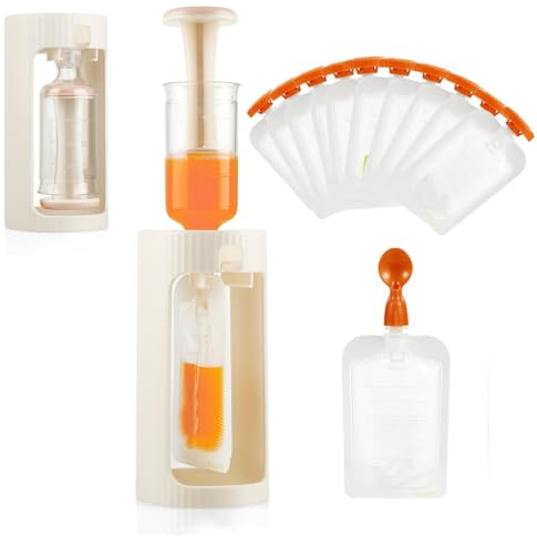 PandaEar Squeeze Station für Babybrei – Baby Food Squeeze Station zum Befüllen von Quetschbeuteln, Babynahrung Pouch Füllstation mit 10 Einwegbeuteln, für Babys & Kleinkinder