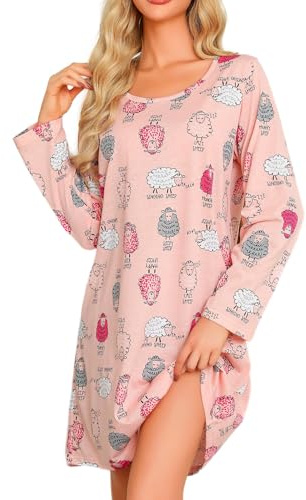 MIA LUCCE Chemises de nuit pour femme UK, Nuisettes pour femme avec imprimé, Pyjamas d'été à col rond pour femme - Vêtements de nuit et de détente pour femme, M