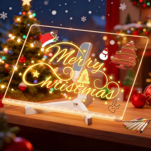 LED Notiztafel mit Farben LED Drawing Board Light Board Drawing Schreibtafel mit 7 Farben Stift mit Verstellbarem StäNder Beleuchtetes Wordpad Abwischbar Schreibtafel Memo