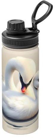 Poezjzw Cute Little Swan 18oz Sports Insulated Kettle Stainless Steel Travel Mug Handle Outdoor Portable Casual Insulation Cup