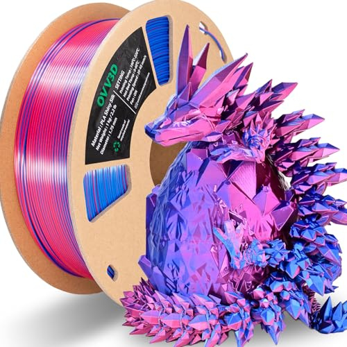 OVV3D PLA Filament 1.75 mm 3D Drucker Filament Silk PLA Filament 1 kg, Zweifarbige Coextrusion Filament PLA, Rot Blau