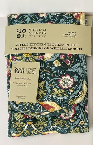 Strawberry Thief Dark Green Design Quilted Double Oven Glove 100% William Morris Gallery