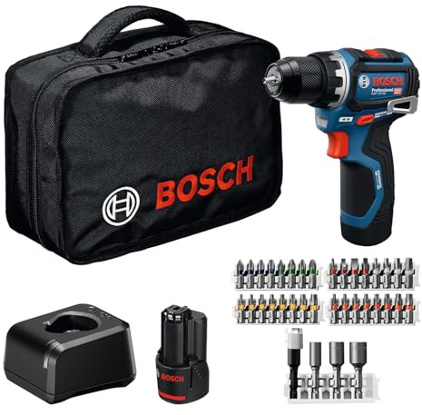 BOSCH Professional 12V System Akku-Bohrschrauber GSR 12V-32 (Advanced KickBack Control, bürstenloser Motor, inkl. 2,0-Ah-Akku, GAL12V-20, Zubehör, Einlage, Werkzeugtasche) Battery Powered