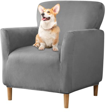 SHUOJIA Bankett Samt Sesselbezug, Armlehne,Sesselbezug Wohnzimmer Stretch Stuhl Abdeckung, weiche Sessel Abdeckung, hundefreundlich, Möbelschutz (Dark Gray)