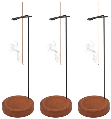 3 Pcs Porte-Encens en Bois et Métal pour Bâton et Cône | Idéal pour yoga, méditation, bureau, salon et ambiance intérieure apaisante