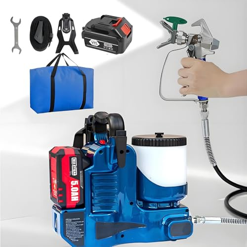 menglanchang Pulverizador De Pintura Airless, Pulverizador De Pintura PortáTil con 6 Velocidades Ajustables, Caudal MáXimo De 2l/Min, 2*BateríA 21v, para PulverizacióN En Interiores Y Exteriores