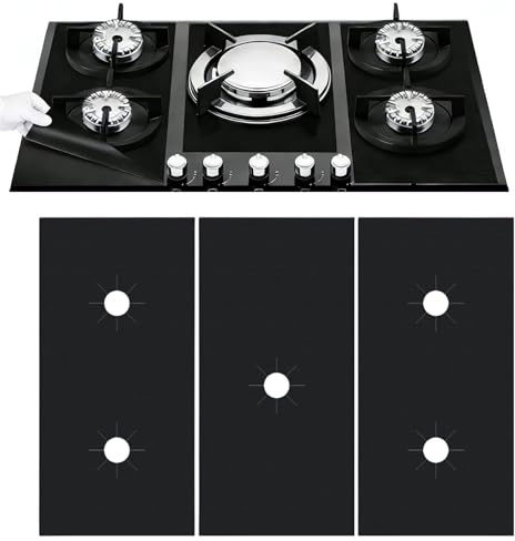 3Pcs Stove Protector for Gas Range, 0.2mm Reusable Top Covers for Gas Burners, Heat Resistant Gas Stove liners, Stove Burner Covers for GasStove Top