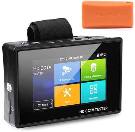 Tester CCTV, Tester CCTV Tester for telecamera IP da polso portatile da 4 pollici Tester CCTV 4K H.265 IP CVBS CVI TVI AHD Tester for telecamera analogica con POE/IP(With cable tester)