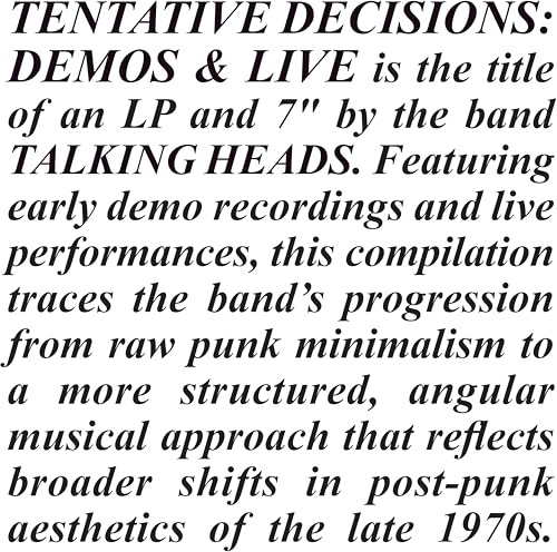 Tentative Decisions: Demos & Live [Vinyl LP]