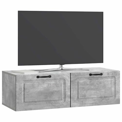 vidaXL Wandmontierter TV-Schrank Betongrau 98 x 41 x 30 cm, Wohnzimmermöbel, moderner TV-Ständer, viel Stauraum, funktionale Medien-Einheit, platzsparendes Design, Holz-Unterhaltungszentrum