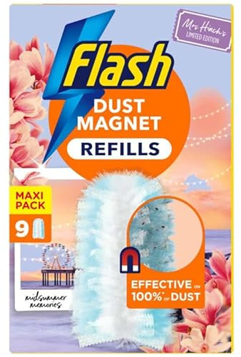 9x Flash Dust Magnet Mrs Hinch's Midsummer Memories Duster Refills Effective Dust Cleaning | Dirt Cleaner Dust Remover Duster Magnet
