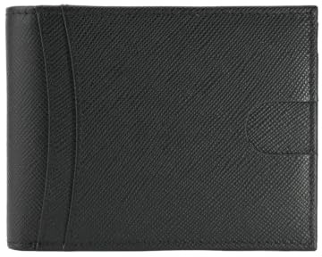 GRESEL Portafoglio Uomo Slim Vera Pelle Saffiano, Porta Carte, Nero | Porta Carte di Credito e Banconote, Compatto con Scatola