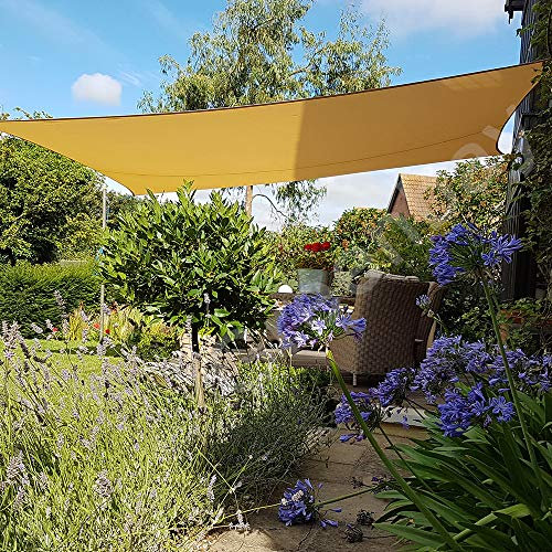 Green Bay Sun Shade Sail Outdoor Garden Patio Yard Party Sunscreen Awning Canopy 98% UV Block Rectangle Sand With Free Rope(5x4m)
