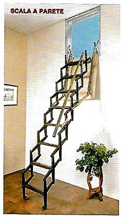 Scala retrattile da parete Mister Step ADJ WALL H=225÷250 cm. - 9 gradini + botola multistrato (90 x 70 cm.)