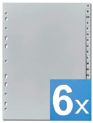 5-Star Buchstabenregister A-Z DIN A4, volle Höhe, grau (6)