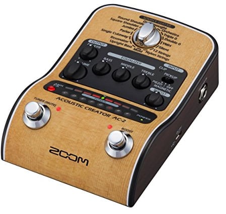 Zoom AC-2 Acoustic Creator DI-Box und Effektpedal für Akustikgitarren | braun