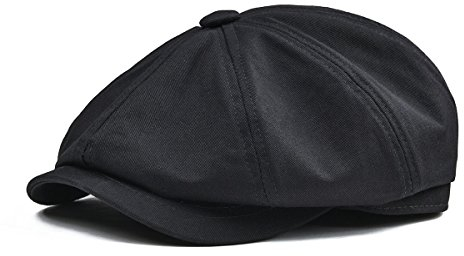 BOTVELA Herren 8 Stück Nachrichten Flatcap 100% Baumwolle Gatsby Ivy Golf Cabbie Hut groß Schwarz
