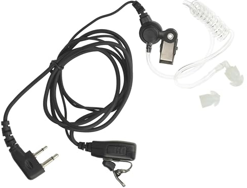 vhbw Headset kompatibel mit Icom IC-V85, IC-F25SR, IC-V82, IC-U82, IC-F4029-SDR Funkgerät - schwarz, Transparenter Akustikschlauch
