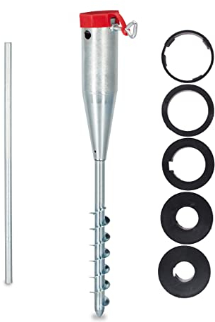 Relaxdays Pied de Parasol, Lot de 10, Porte-Parasol, Support à vis, Douille de Sol à Visser, adaptateurs 25-55 mm, Acier galvanisé