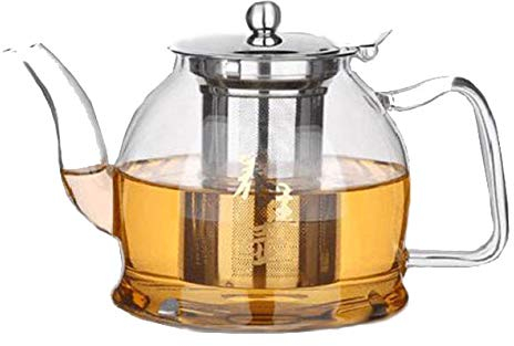Tea People CGT-12 1.2l Clear Glass Induction Teapot with Stainless Steel Infuser and Lid
