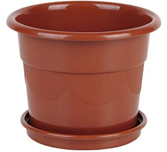 Cofan Maceta Modelo Dalia | Color marrón | Dimensiones 23.5 x 20 cm + Plato 20 cm | Venta unitaria