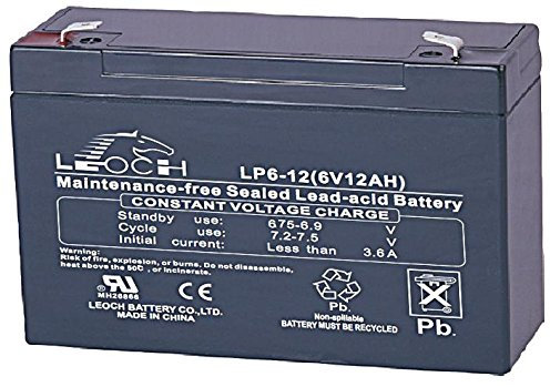 BATTERY, LEAD ACID, AGM, 6V 12AH | Rechargeable Batteries By LEOCH - LP6-12