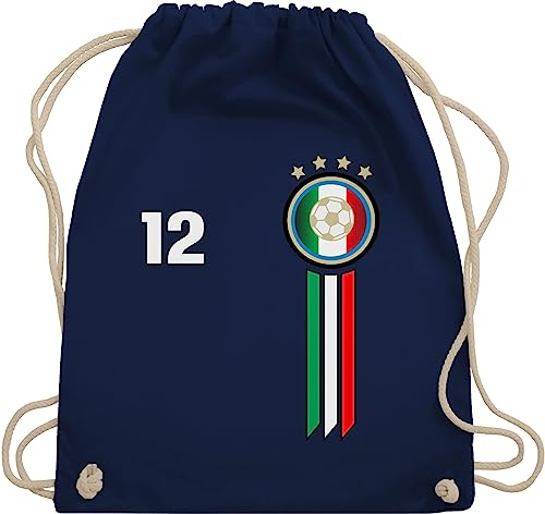 Turnbeutel Rucksack - Fußball EM WM - Taschen - 12. Mann Italien Emblem - Unisize - Navy Blau - fussball italiener stoffrucksack fanartikel fussball-wm italientrikot beutel 2024 fußballer fan