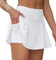 VUTRU Gonne da Tennis da Donna Gonna da Tennis a Vita Alta con Tasche Gonne da Corsa Gonna Sportiva da Golf con Pantaloni Interni Bianco L
