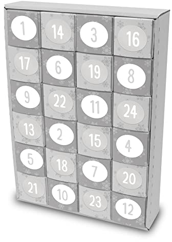 itenga SET Adventskalender zum Füllen Würfel 6,5cm + Sticker Z31 + Würfel (Schneeflocken)