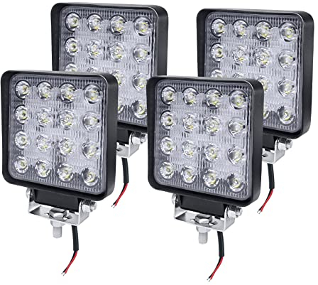 UISEBRT LED Arbeitsscheinwerfer 12V LED Zusatzscheinwerfer 4 x 48W - Offroad Auto Scheinwerfer Reflektor Flutlicht Rückfahrscheinwerfer IP67 Wasserdicht für Traktor, SUV, ATV