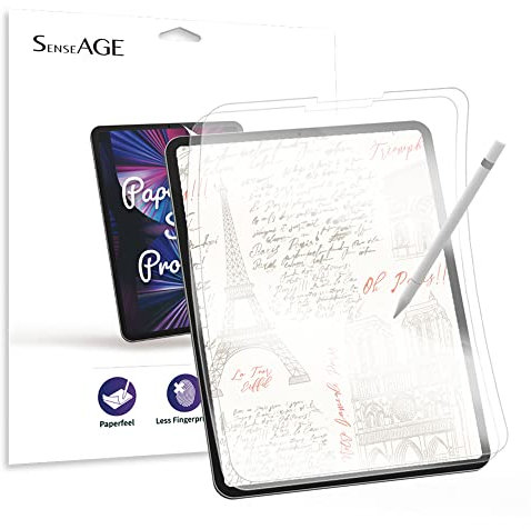 SenseAGE 2 Stücke Papier Schutzfolie für iPad Pro 12,9 Zoll (2018-2021), Displayschutz zum Zeichnen, Schreiben, Notizen, Anti-Fingerabdrücke, Wasserdichte - 12,9 Matte