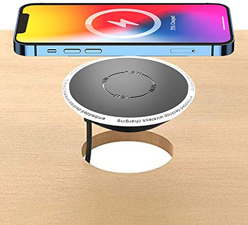 Chargeur sans Fil intégré - Station de Charge Rapide sans Fil Standard QI 5W 7,5W 15W - Chargeur Rapide QI encastrable Compatible avec iPhone 16,15,14,13, 12, XS, etc