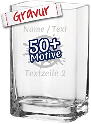 Leonardo Vase mit Gravur personalisiert für Blumen, Blumenvase/Glasvase graviert als Deko zur Hochzeit, Geschenk für Mama/Oma/Frauen zum Muttertag, Geburtstag, Weihnachten (20x11 cm)