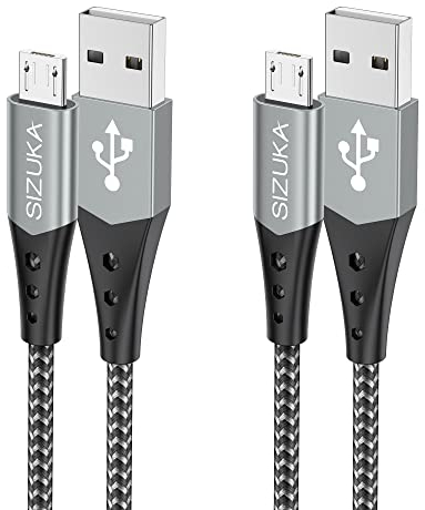 SIZUKA Micro USB Kabel, Nylon Micro USB Ladekabel [2Pack 2M] Schnellladekabel Android Handy Ladekabel für Samsung Galaxy S7/S6/S5/J7/J5/J3 Note 5, Xiaomi,Huawei, Wiko,Motorola,Nokia,Kindle