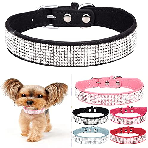 Hundehalsband für mittelgroße Hunde, schwarze Strasssteine, glitzernd, niedlich, glitzernd, Schmuck, Katzenhalsband für XS, S, M, L, Mädchen, Prinzessin, Haustiere, Welpen, Kätzchen