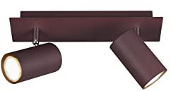 lightling modern Spotbalken Julie, 2-flammige Deckenlampe drehbar und schwenkbar, Deckenspot Spot Strahler Spotleiste, rost matt Metall, 2 x GU10 max. 35W, Länge 30 cm