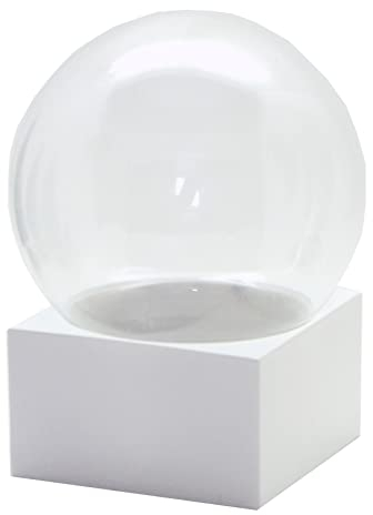 Snowglobe for You | Bastelset DIY Schneekugel mit 1 x Schnee | Do it Yourself mit Glaskugel und Polyresinsockel weiß eckig | 100mm Durchmesser | individuell Schüttelkugel | 40068